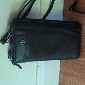 Harbour 2nd Black Leather Crossbody Wallet With Removable Straps